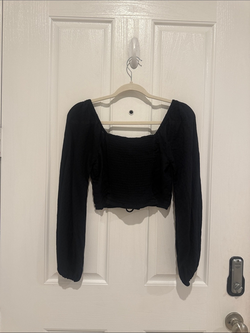 ☕️ Urban Outfitters Black Corset Lace-Up Puff Sleeve - Picture 4 of 6